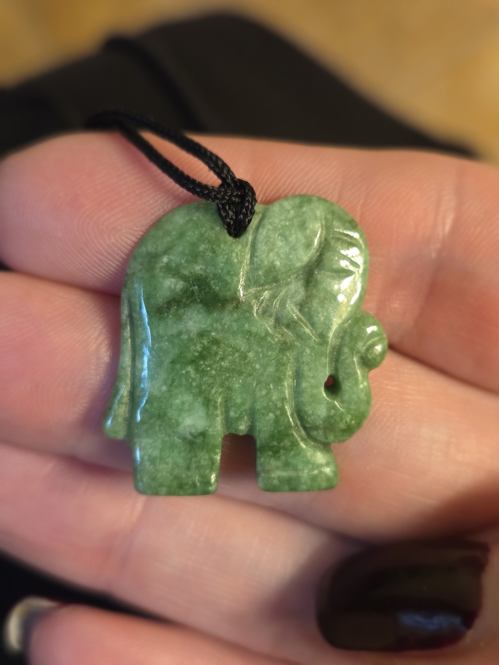 Vintage Natural Burmese Jade Elephant Pendant